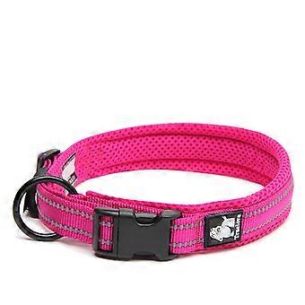 Dog Collar Adjustable Nylon Dog Collar Breathable Reflective Collar (Rose)