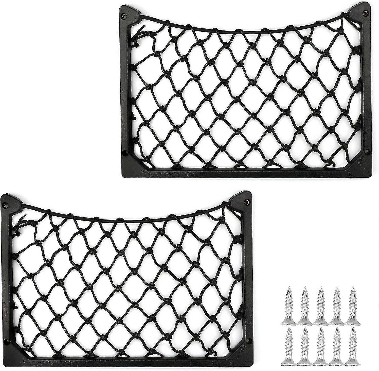 Car Storage Net Bag With Screws (31x21cm) Black Mesh Organizer Nets Campervan Storage With Plastic Frame Elastic Mesh Bag Storage Organizer Pocket For