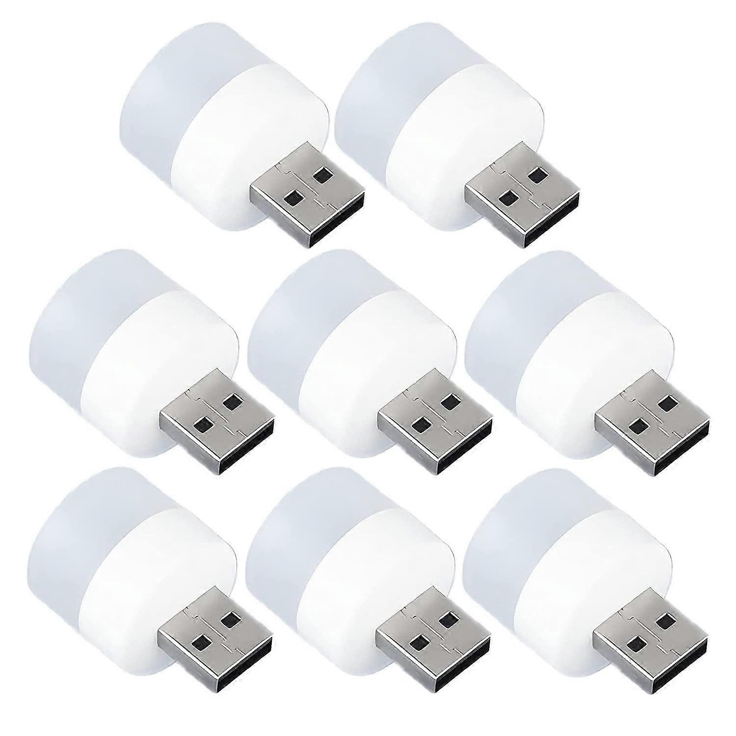 Desk Lamp LED Reading Light with USB Plug for Laptop Computer - Eye Protection - Small Round Reading Lamp (8 White Lights)