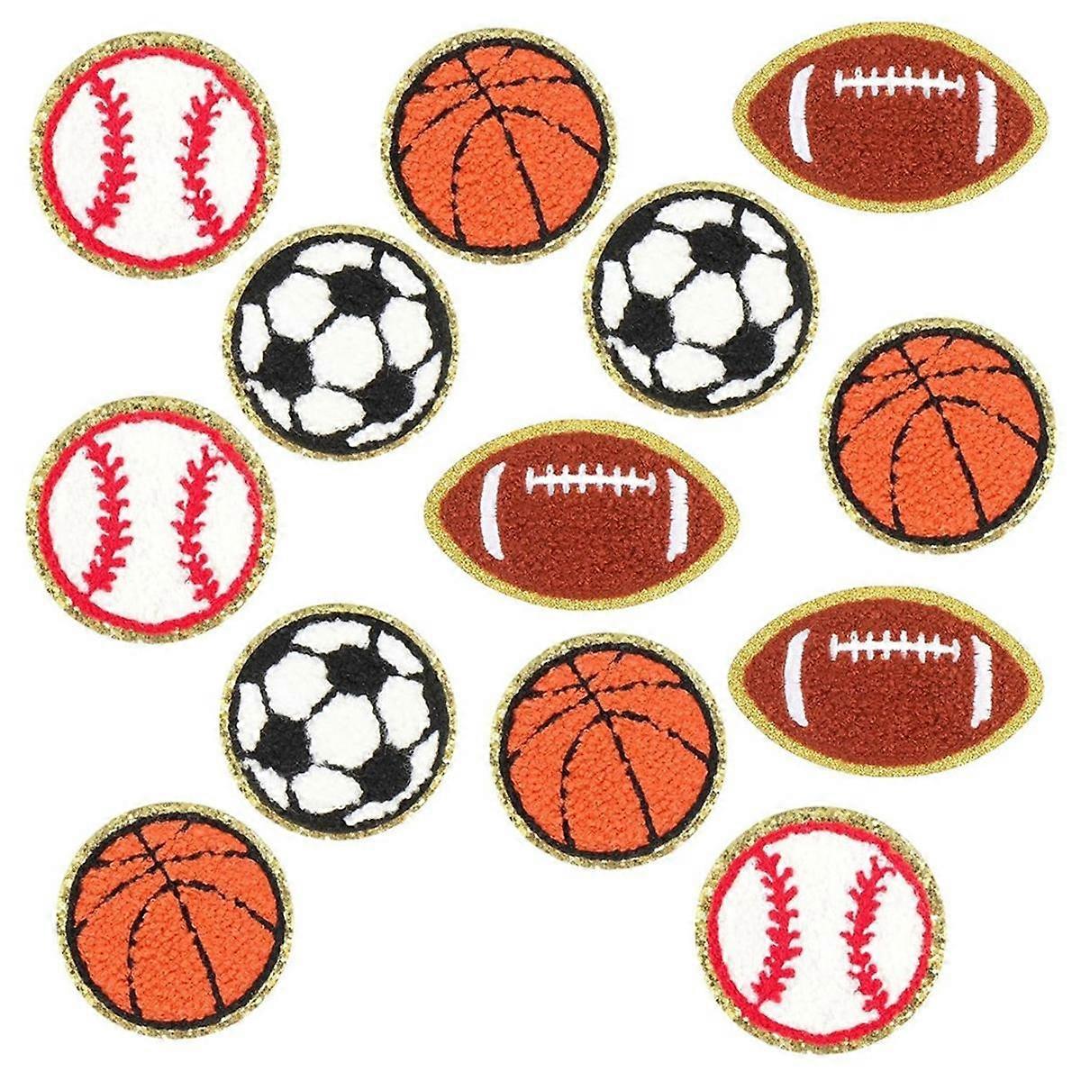 12Pcs Ball Sticker Patches Iron on Patches for Hats Ball Pattern Patches DIY Accessory Applique