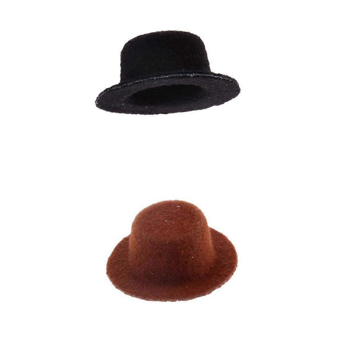 2Pcs 1:12 Scale Dolls House Miniature Bowler Hat