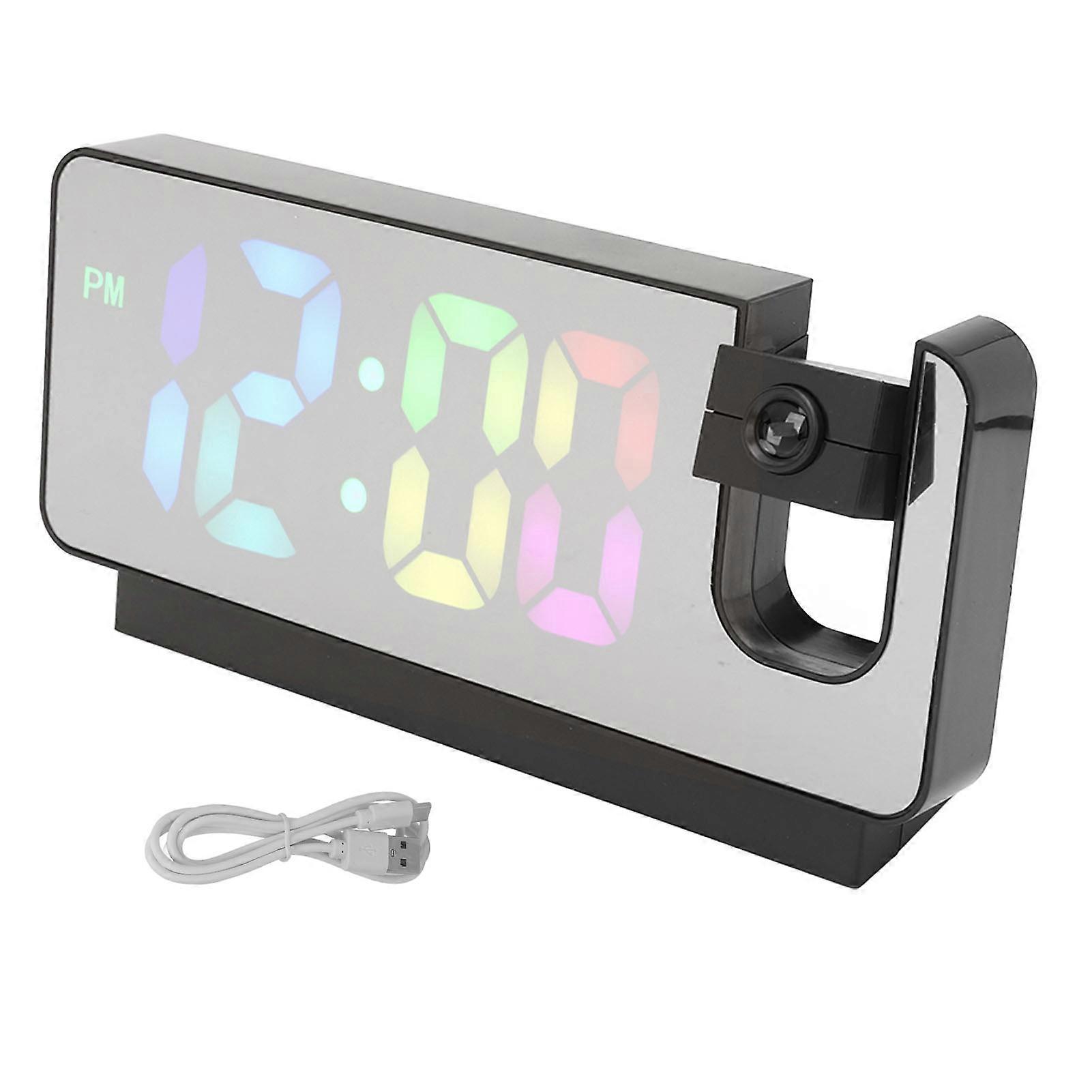 Digital Alarm Clock Temperature Display Calendar Snooze Mute Voice Activated Mode LED Mirror Projection Alarm Clock