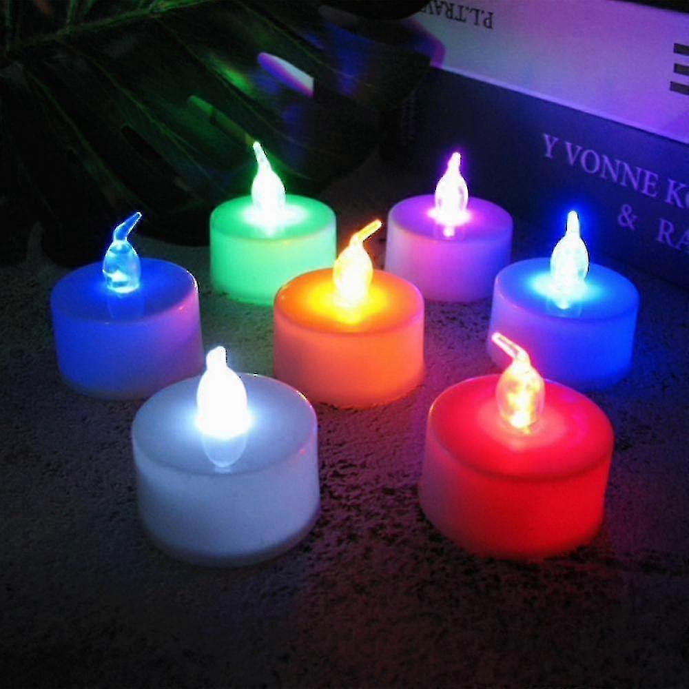 Color Changing Led Tea Lights Bulk, 6 Pcs Flameless Tealight Candles With Colorful Lights, Battery Operated Colored Fake Candles, No Flickering Light