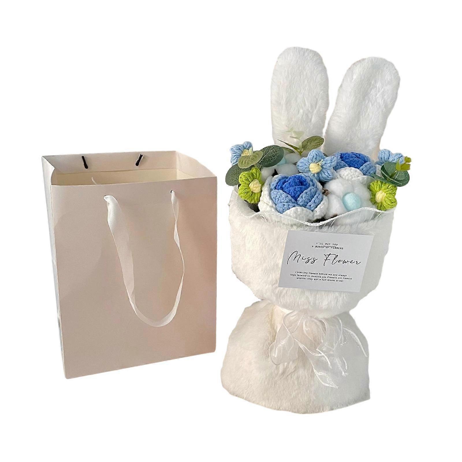 Crochet Flower Bouquet Already Made Artificial Flowers Bouquet Knitted Flowers Crochet Rose for Cafe Festival Restaurant Home