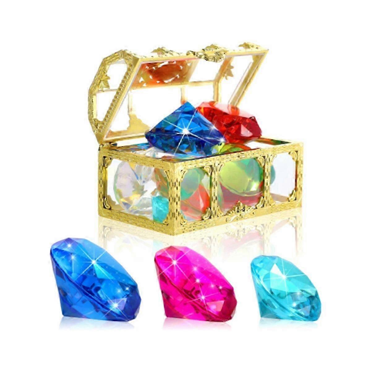 WJTG 12Pcs Scufundări Gem Pool Toys Include Diamante Colorate Set Scufundare Jucărie Treasure Cufăr Înotător Subacvatic SwimminJ
