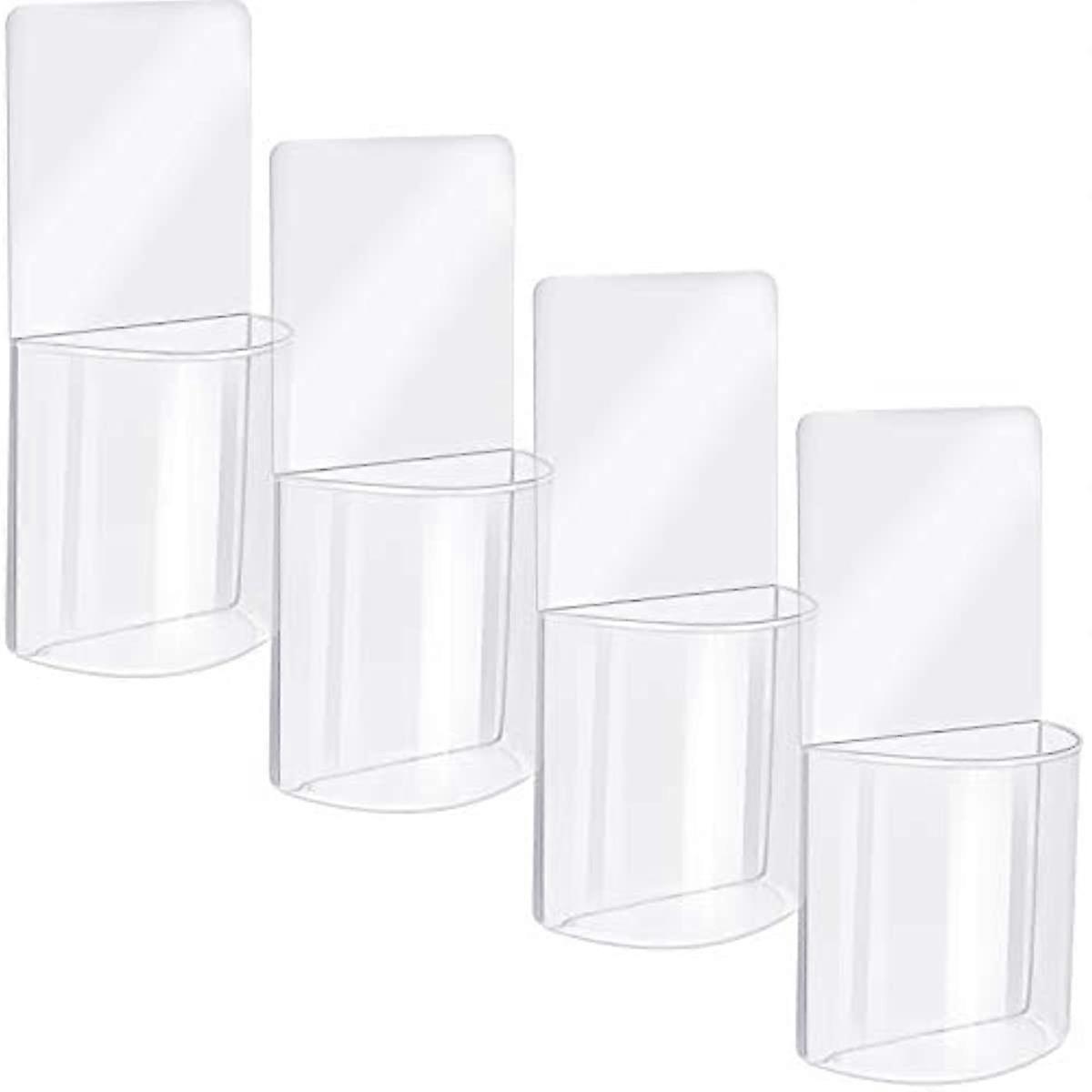 4 Pieces Remote Control Holder Wall Mount Acrylic Organizer Storage Box Transparent Convenient Media Organizer