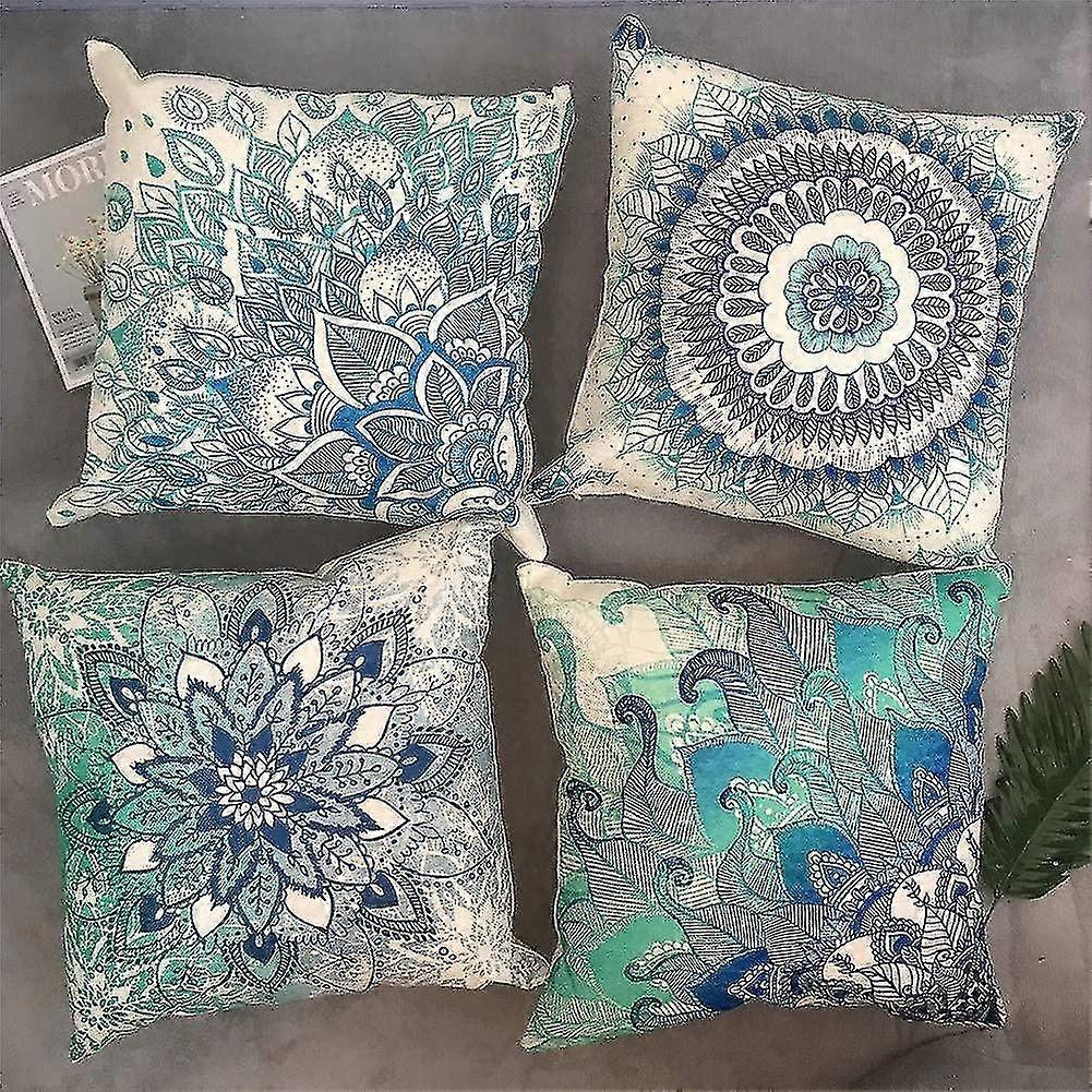Set Of 4 Mla Throw Covers Bohemian Rative Square 18 X 18 Inch 45 X 45 Cm Boho Cushs For Home R Sofa Bed Car Fl Ou