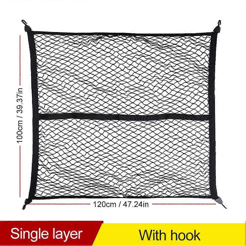 Double Layer Car Rear Trunk Net Mesh Elastic Nylon Back Cargo Storage Organizer Net Stowing Tidying For Ford F150 SVT Raptor
