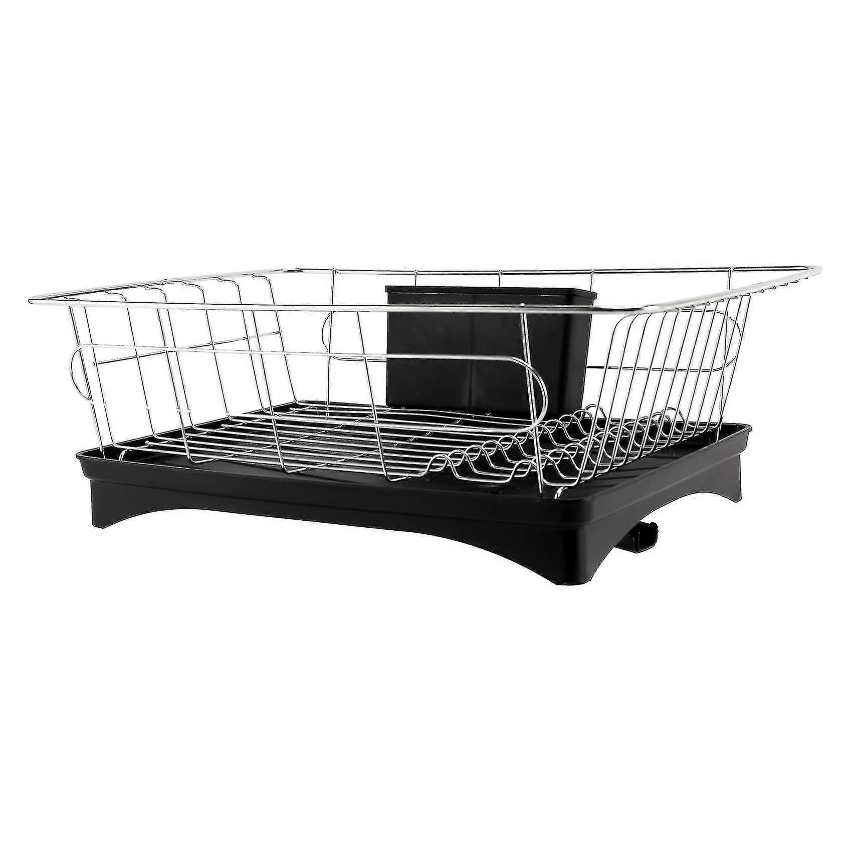 Stainless Steel Dish Drainer Drying Rack With 3-piece Set Removable Rust Proof Utensil Holde For Ki