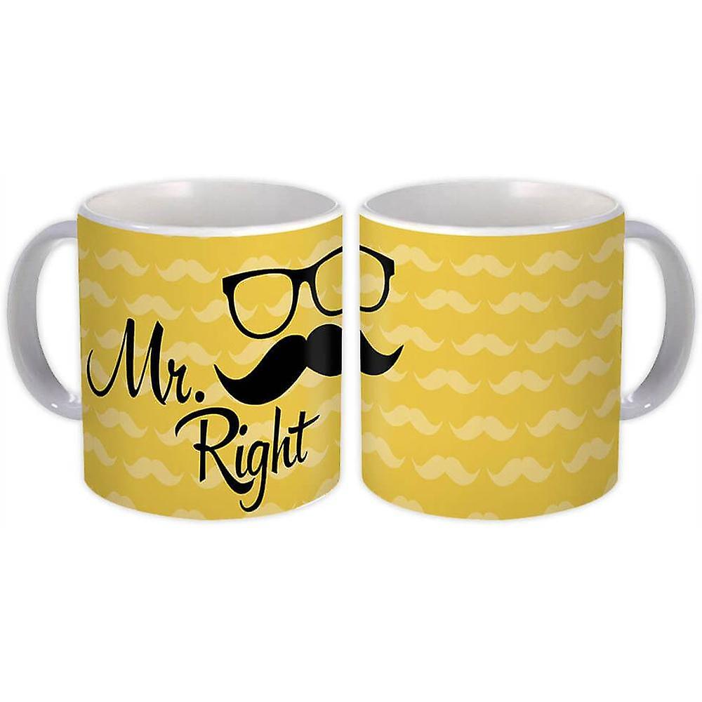 Geschenkbecher: Mr. Right Schnurrbart Ehemann