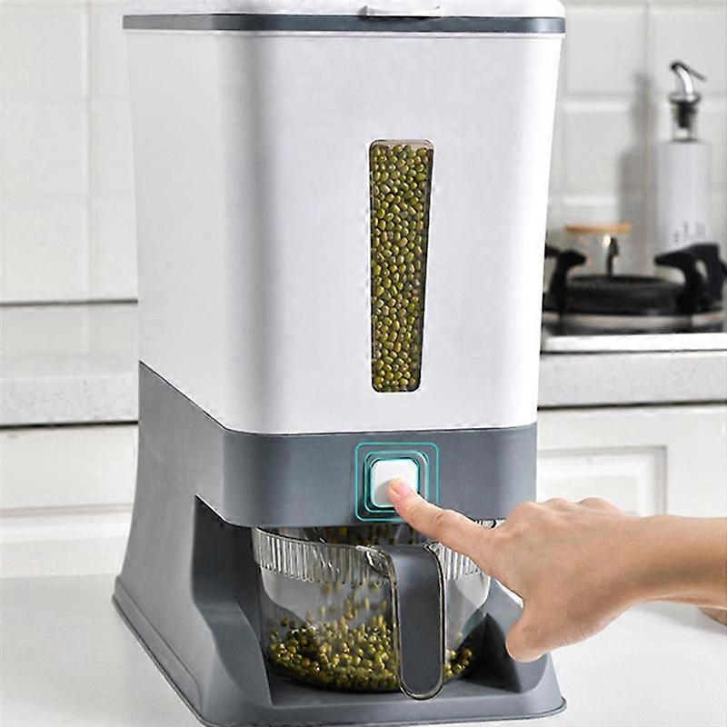 Press-Type Rice Dispenser Sealed Grain Container Storage Household Cereal Rice Box Dispenser Bucket Rice Cans 10KG-A