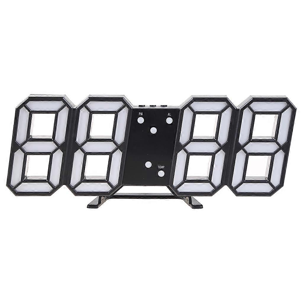 3D LED Digital Alarm Clock Glowing Night Mode Brightness Adjustable Electronic Wall Hanging Table Clock 24/12 Hour Display