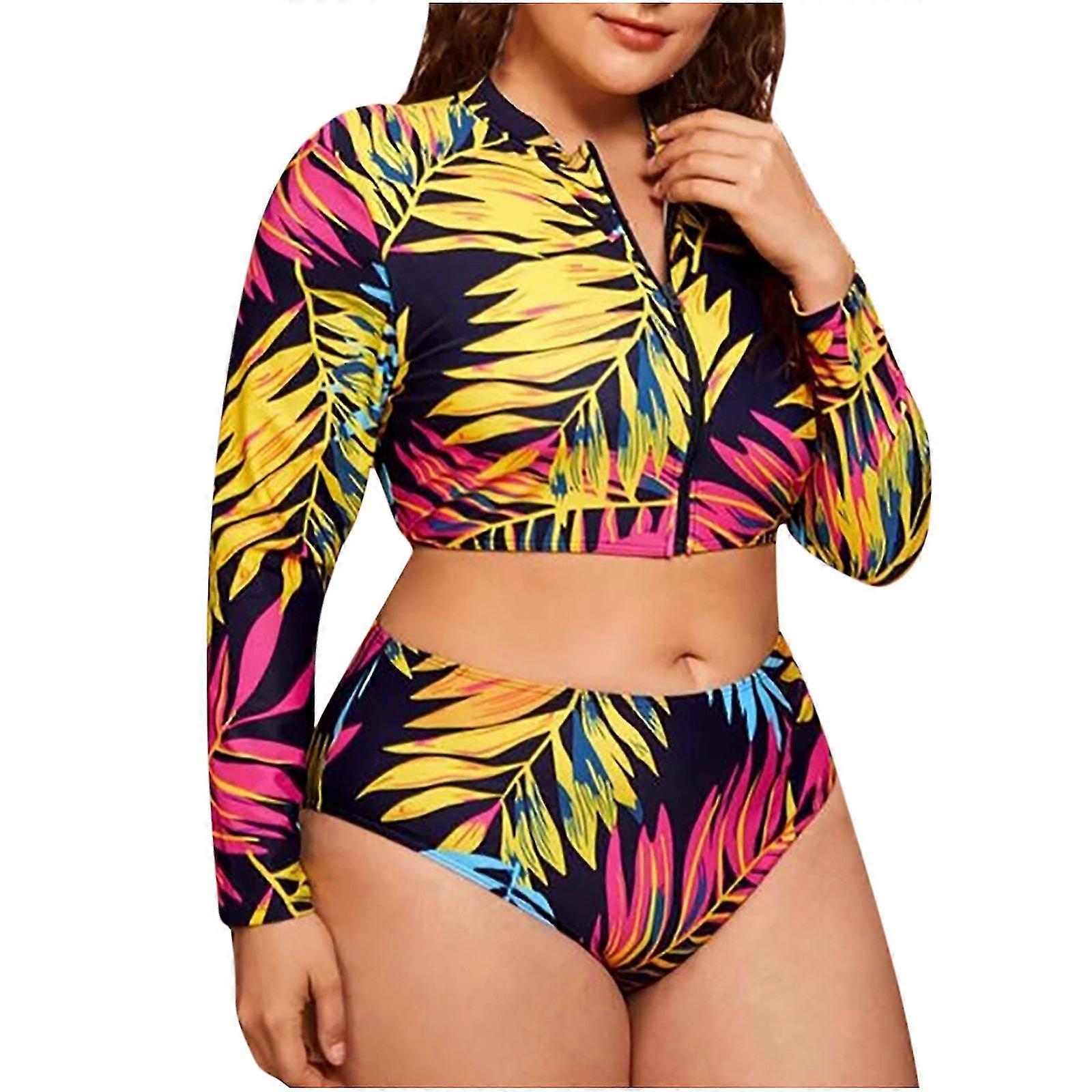 Damen Plus Size Badeanzüge Split Badeanzug Ruched Bauch Kontrolle Badeanzug Bademode Bikini