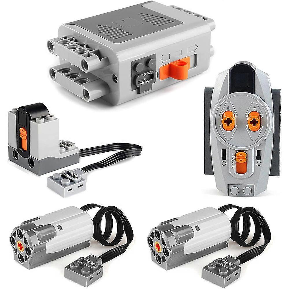 5pcs Power Function Motorized Building Blocks Power Kit 2 mittlere Motoren, 1 Batteriekasten, 1 IR-Fernbedienung, 1 Empfänger