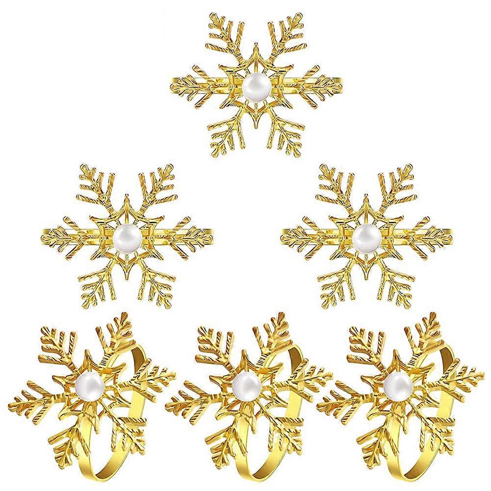 Snowflake Napkin Rings Xmas Napkin Ring Holder Buckle Alloy Pearl Napkin Rings Holder Xmas Christma