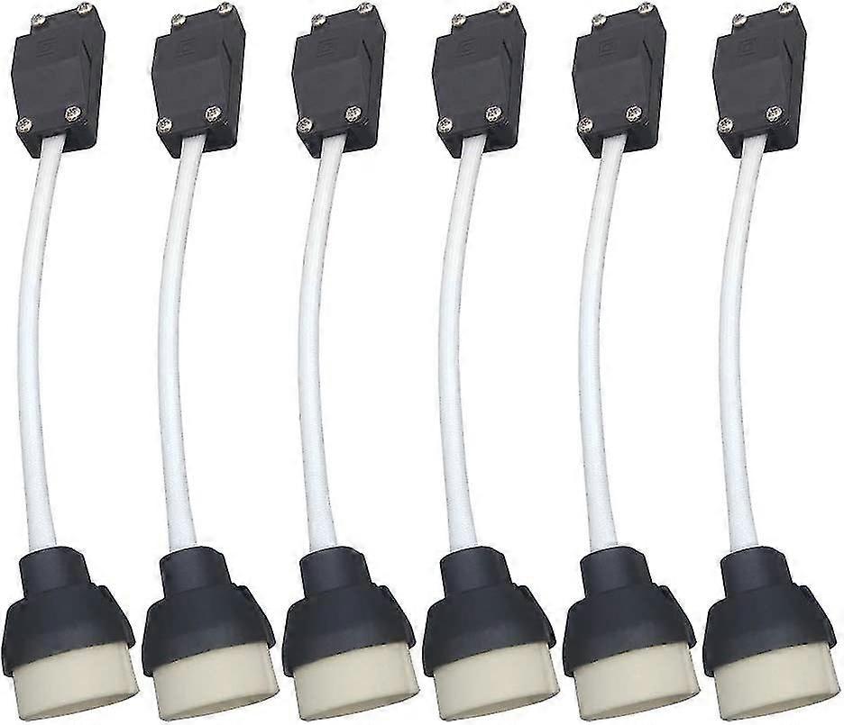 (6 Pack) Gu10 Lamp Holder Ceramic Base And Terminal Block/bridge With Cable And Insulation Sleeve - Bulb Socket Connector Adaptor For Led And Halogen