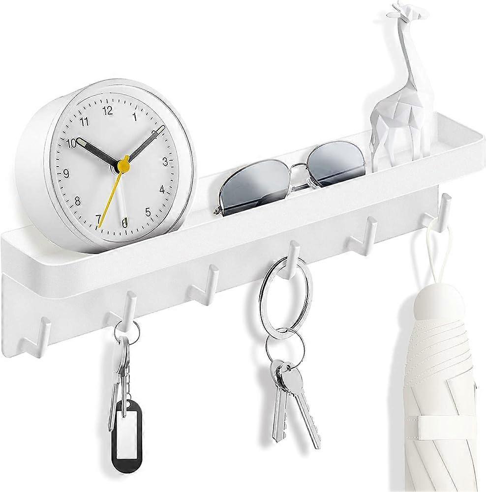 Key holder, key board with shelf and 6 hooks Modern self-adhesive key holder