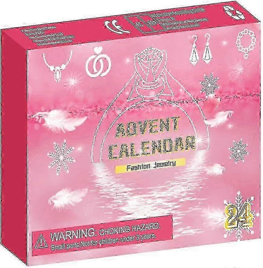 العد التنازلي عيد الميلاد أعمى مربع مجيء التقويم 2024 للأطفال مجموعة مجوهرات أعمى مربع حلقة قلادة أقراط 24 قطعة مجموعة