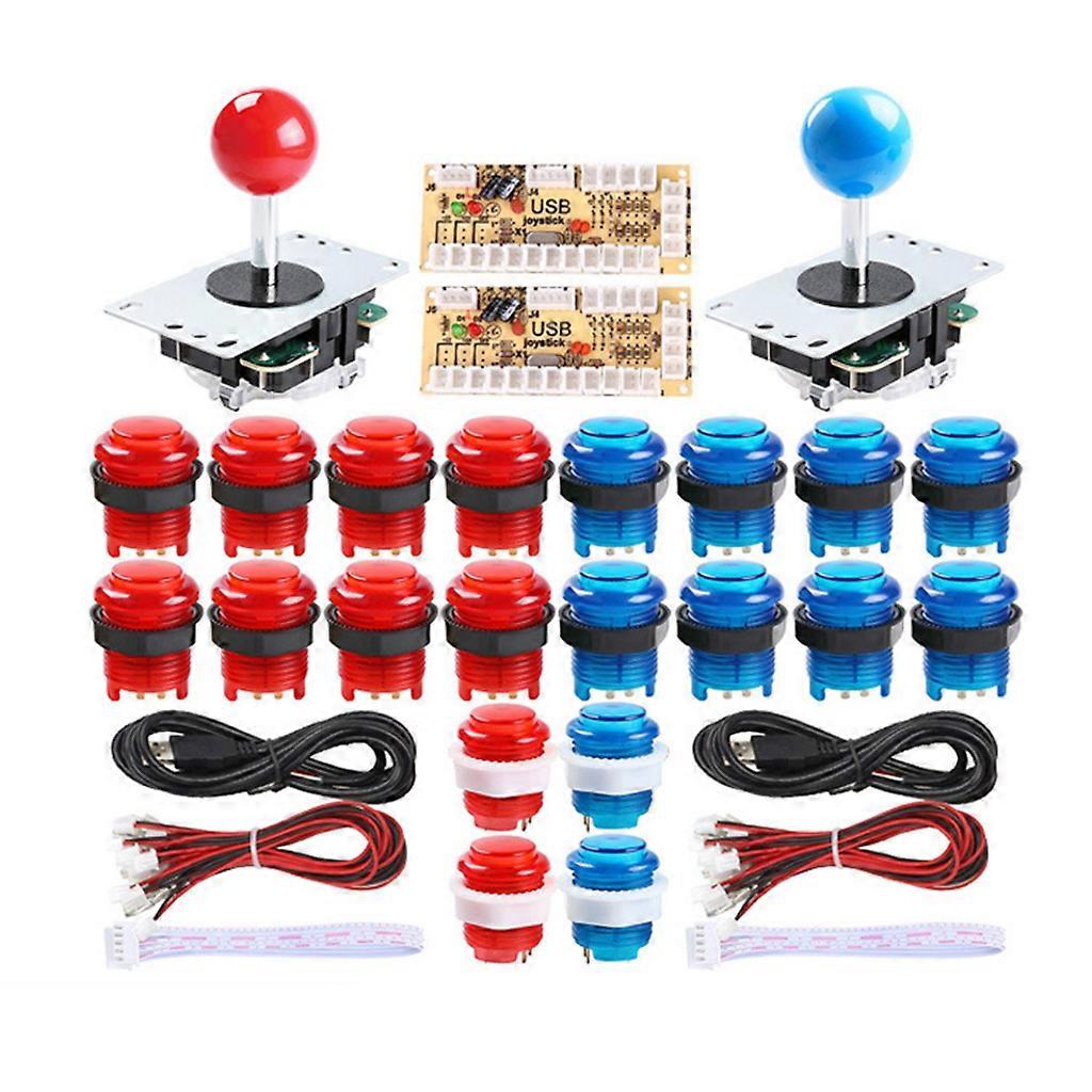 DIY Arcade Game Control Board Kit 2 Players Joystick Game Kits with 20 LED Arcade Buttons 2 Zero Delay USB Encoder