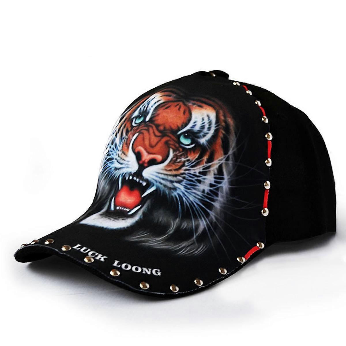 Tiger Print Snapback Hat Summer Sun Hat Casual Baseball Cap for Men