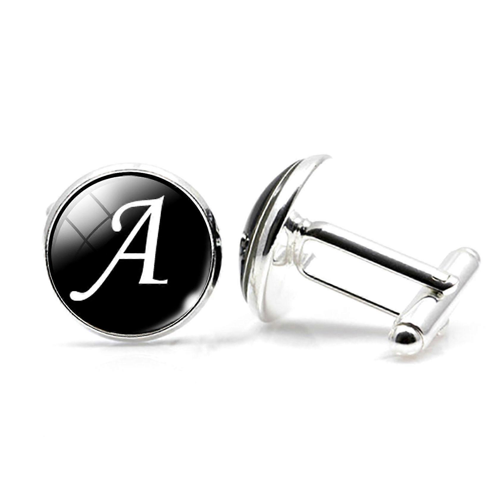 A Single Alphabet Letter Cufflinks Shirt Wedding Cuffs