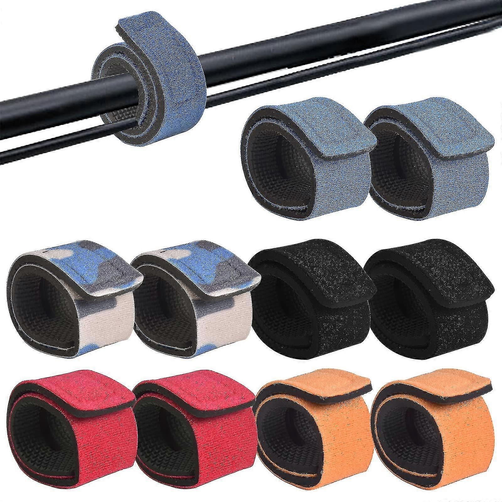 10 stk fiskestang belter bånd, 5 farger elastisk magisk agn stropp, justerbar fiskestang stropper fiskestang slips stropp