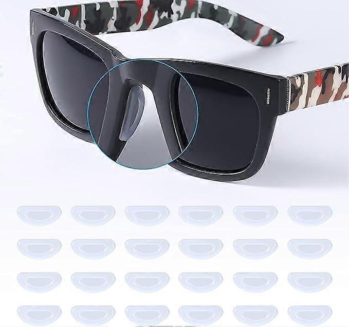 12 pairs of concave glasses with push fit nose pads (white), adhesive silicone nose pads, D-shaped anti slip soft sunglasses nose pads, adhesive glass
