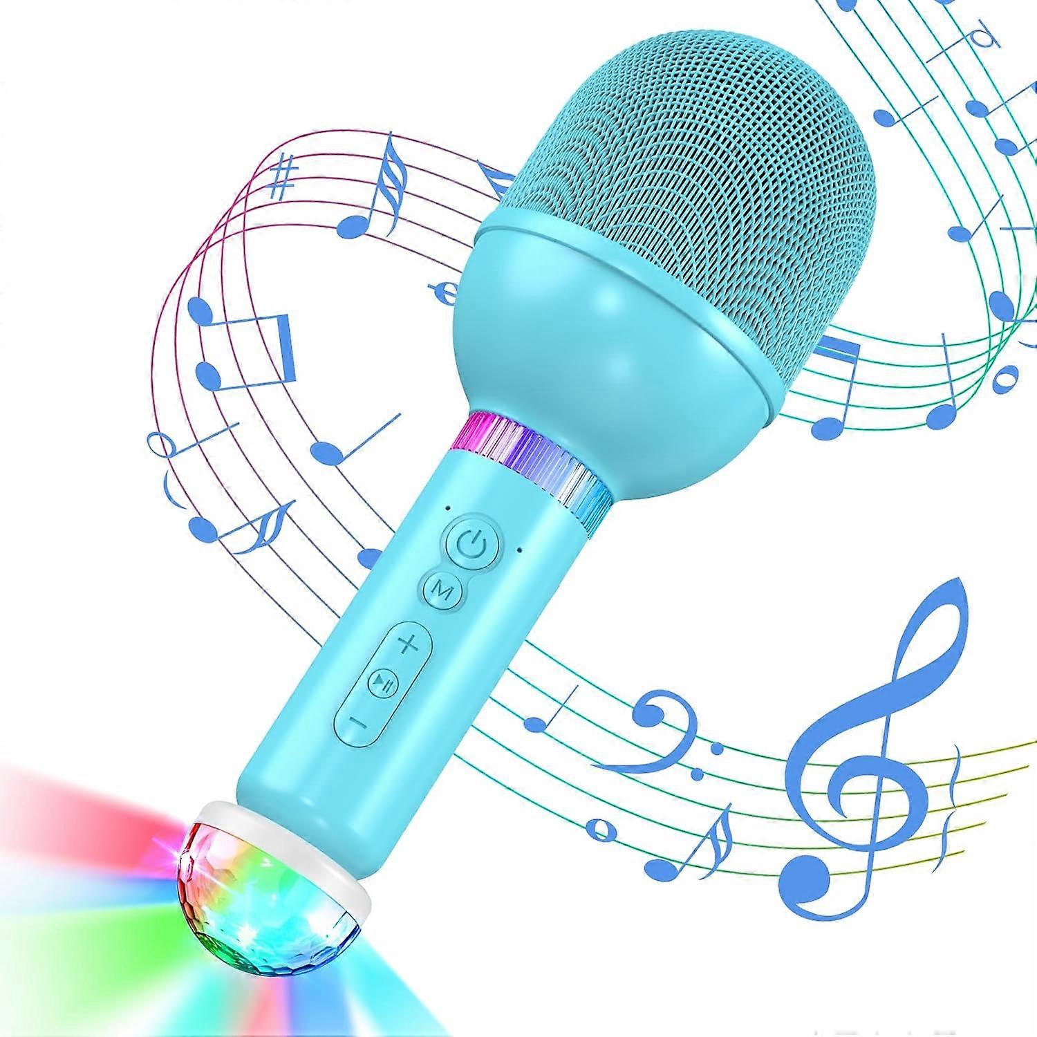 Kids Karaoke Microphone, Wireless Singing Microphone, Cordless Radio Handheld Microphone with USB RGB Light Ball, Portable Speaker Karaoke Machine Hom