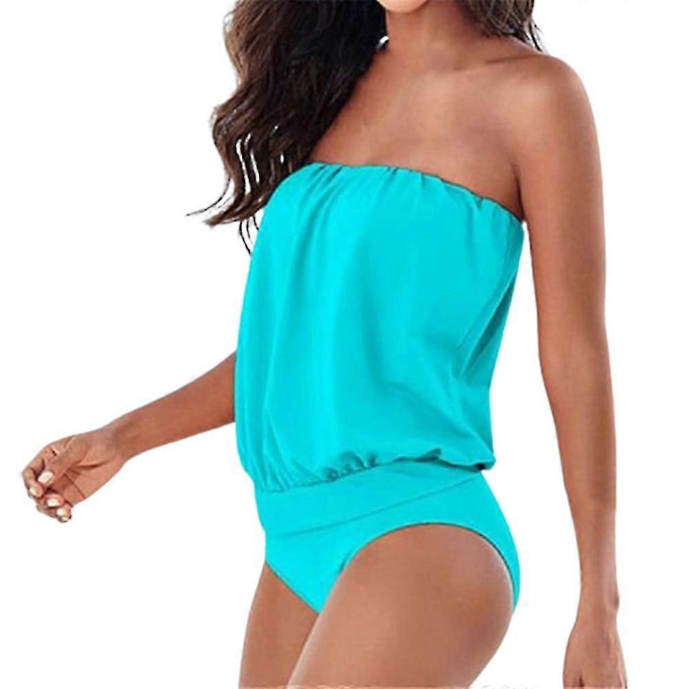 Femmes Plain Bandeau Une Pièce Maillot de Bain Summer Beach Strapless Unpadded Monokini Maillot de bain Maillot de bain