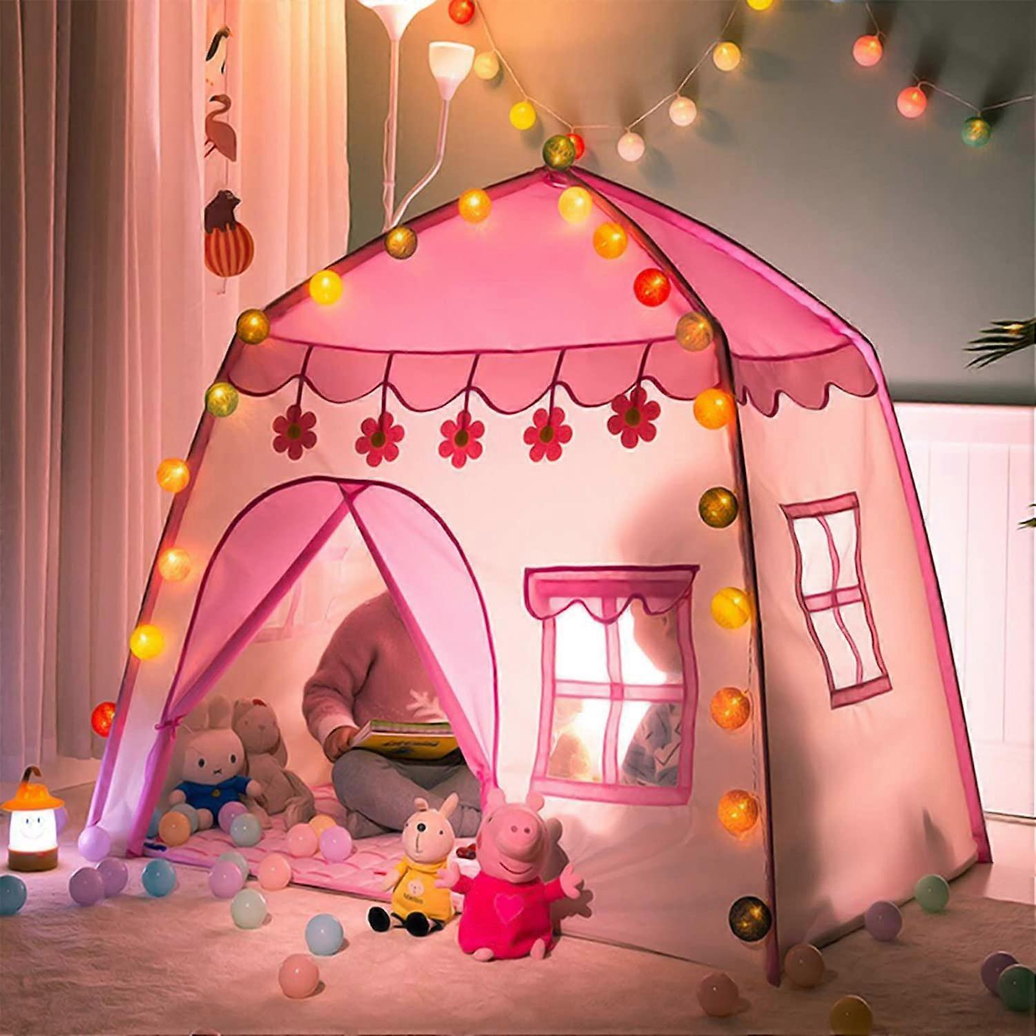 قلعة الأميرة ، خيمة اللعب للأطفال ، حكاية خرافية للأطفال Teepee مسرح الأطفال داخلي وخارجي ، ألعاب هدايا للبنات الأولاد خيمة وردية -