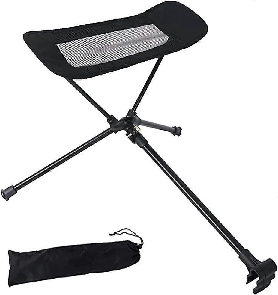 屋外折りたたみ椅子オットマンポータブルリクライニングチェアレイジー格納式フットスツールレッグレストムーンチェアキットハイキングフィッシングビーチ用(ブラック)