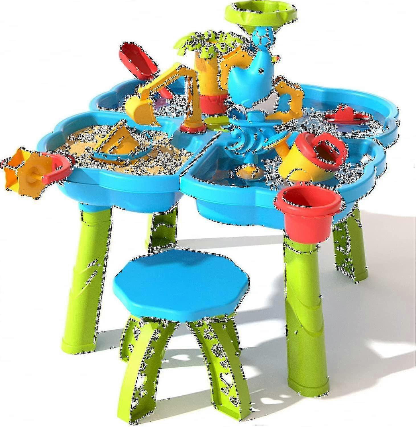 子供のための砂と水のテーブルのおもちゃ、4 in 1ウォーターシャワー池の水テーブル|キッズウォータープレイテーブル、アクティビティテーブル夏の屋外おもちゃ ビーチの裏庭で