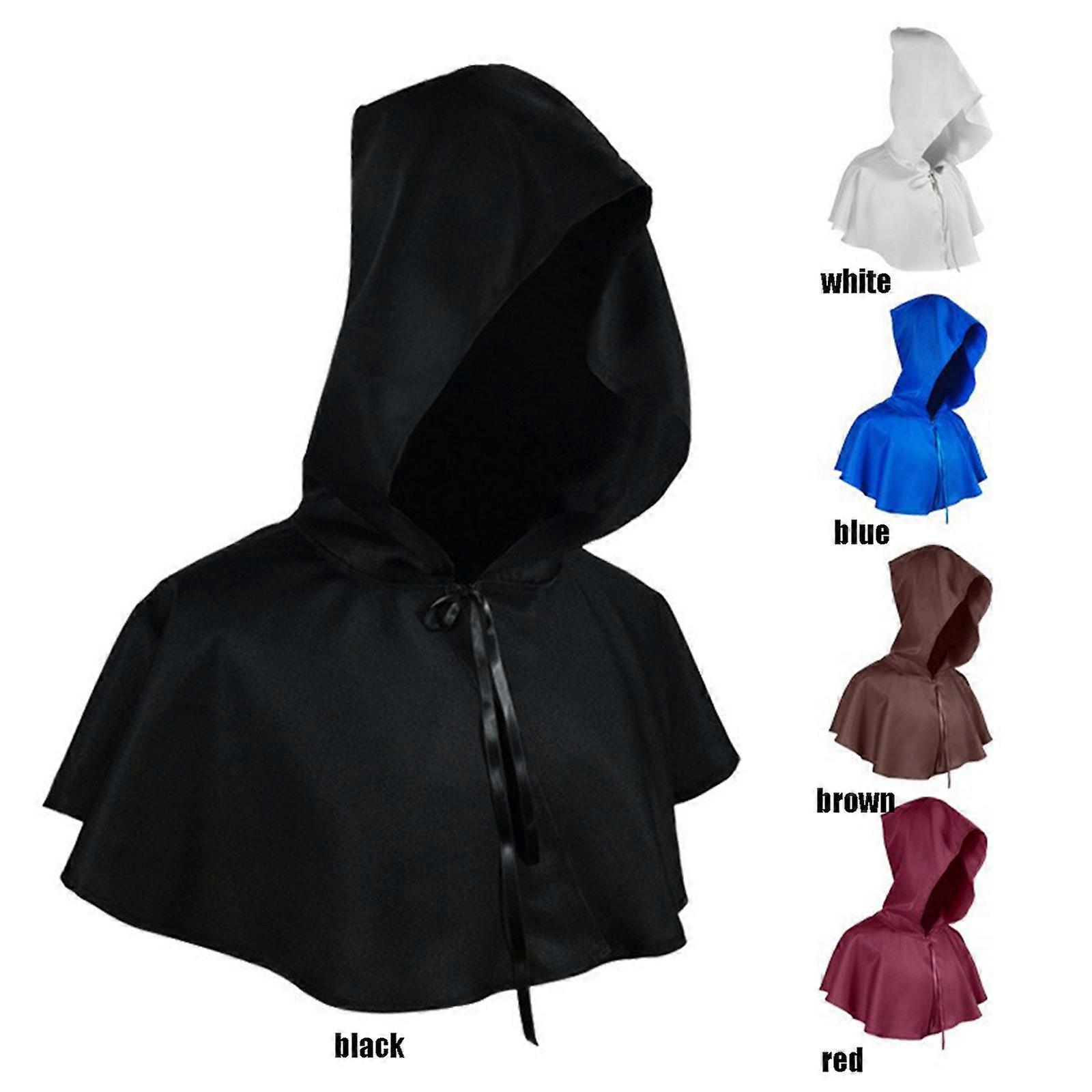 Capa Medieval Con Capucha Unisex – Poncho De Halloween Gótico, Disfraz De Mago, Vampiro O Bruja, Ligera Y Transpirable, Ideal Para Fiestas Temáticas, Carnaval Y Regalos (Negro)