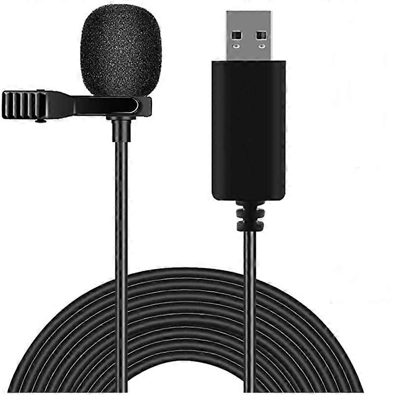 2m USB Lapel Microphone Clip-On for PC, Laptop, Streaming, Recording, Studio, YouTube, Video Gaming
