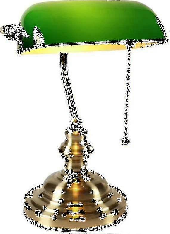 Glass Bankers Desk Lamp With Pull Chain Switch Plug In Fixture