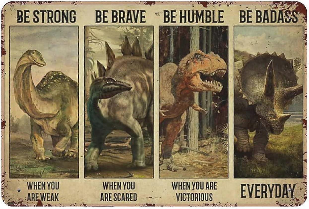 معدن القصدير علامة المبارزة كن قويا كن شجاعا كن متواضعا عندما تكون ضعيفا ملصق القصدير خمر معدن تسجيل الجدار الديكور المطبخ الريفي ديكور المرآب المنزلي 