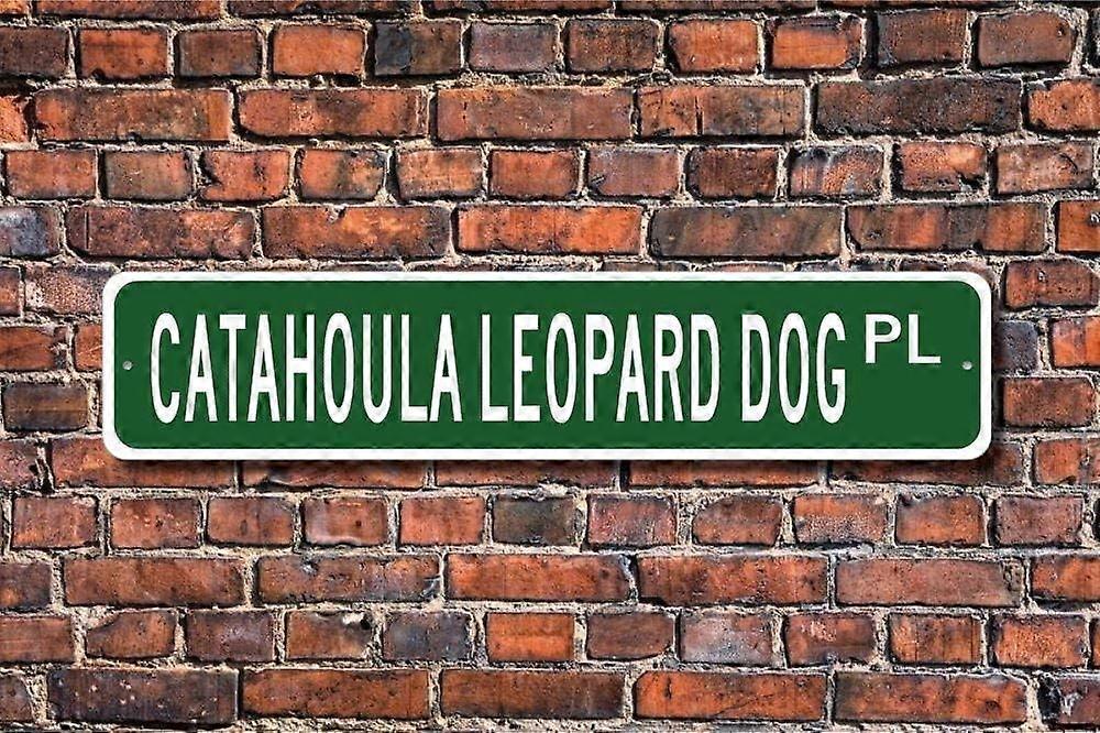 ブリキ看板家の装飾カタフーラヒョウ看板犬の所有者ギフトストリートサインアート壁の装飾金属看板4 x 16