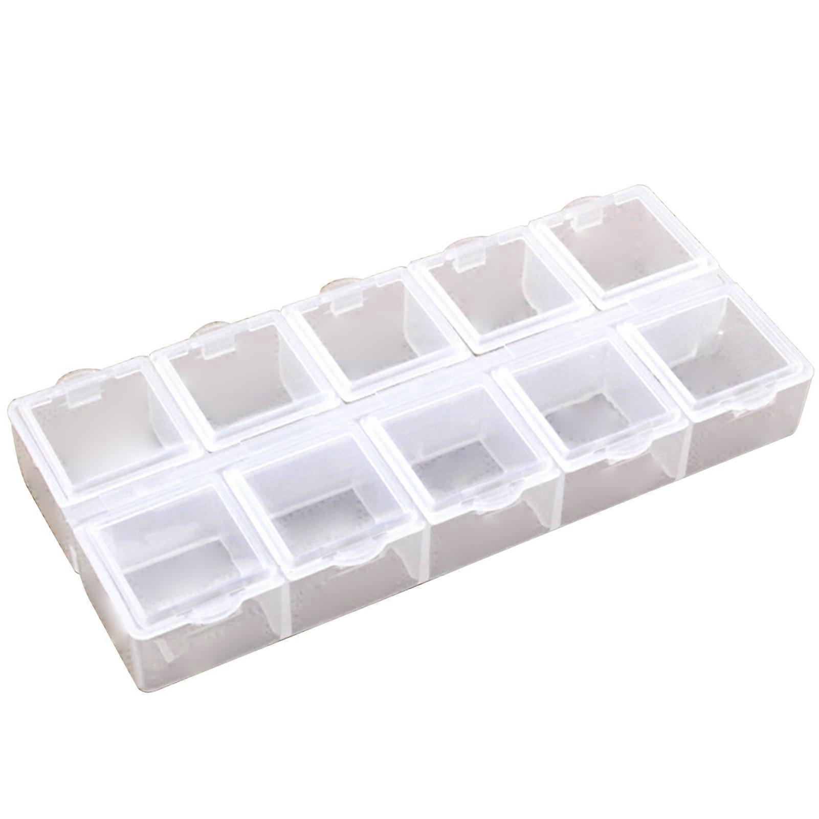 Storage Box with Lid 10 Grids Large Capacity Dust-proof Clear Space Saving Plastic Earrings Rings Beads Storage Case for Manicure Store