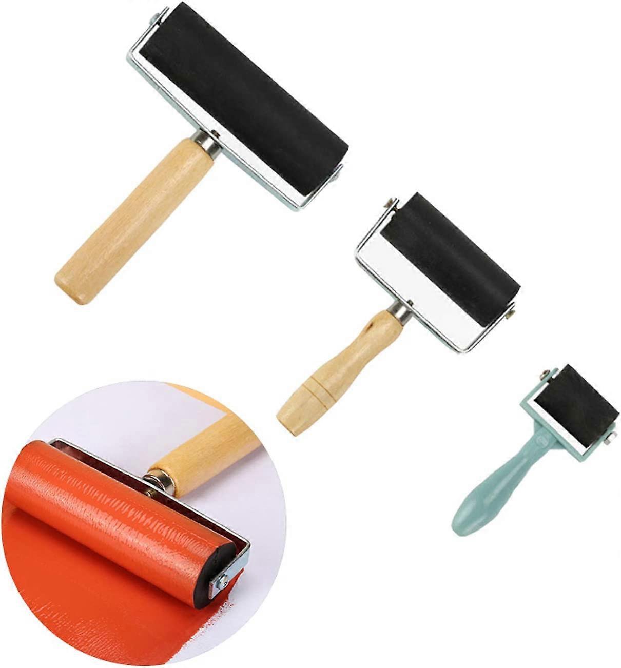 3 kpl Kumitela, musterulla, mustemaalitela öljymaalaus taidekäsityömaalaustyökalu (4-D-W)