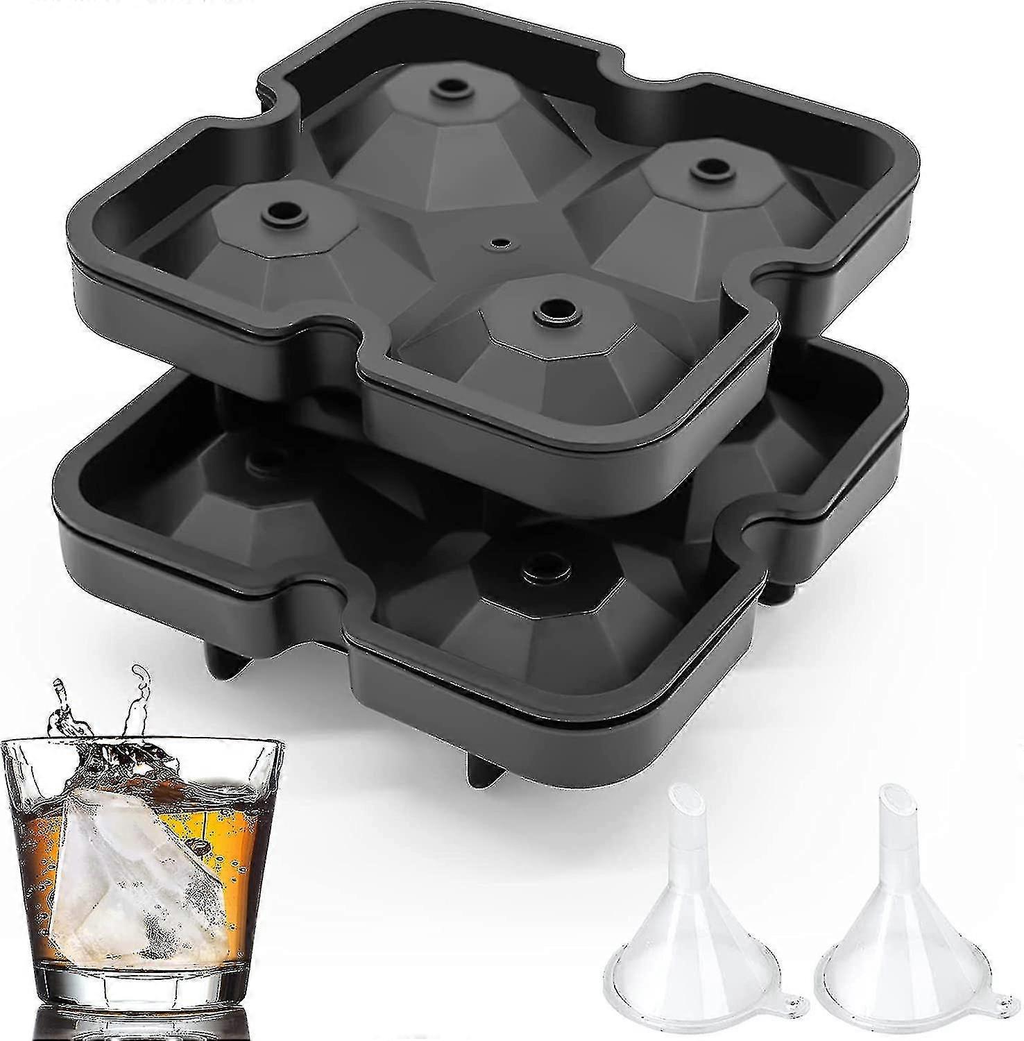 Ice Cube Trays Set Of 2, Silicone Ice Cube Trays Diamond,reusable & Easy Release Ice Tray With Lids, Keep Drinks Chilled,non-stick,bpa Free, Flexible