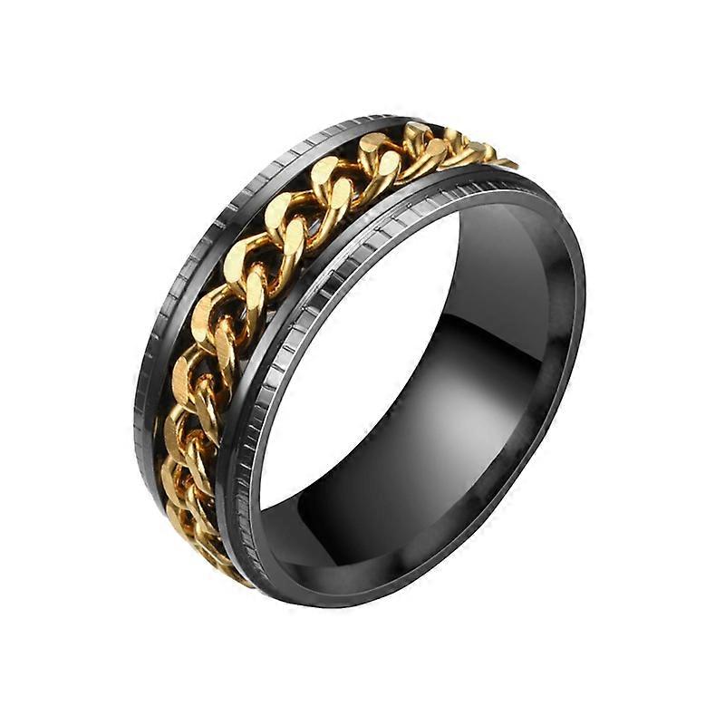 Men Ring Simple High Polished Fashion Jewelry Rotating Chain Inlaid Finger Ring for Party