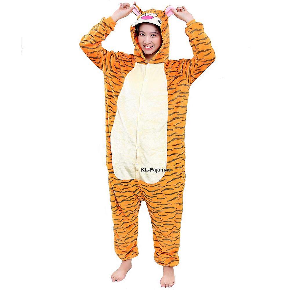 Hayvan Kaplan Onesie Yetişkin Gençler Kadın Pijama Seti Komik Flanel Sıcak Yumuşak Genel Erkekler Tek Parça Gecelik Cosplay Tulum