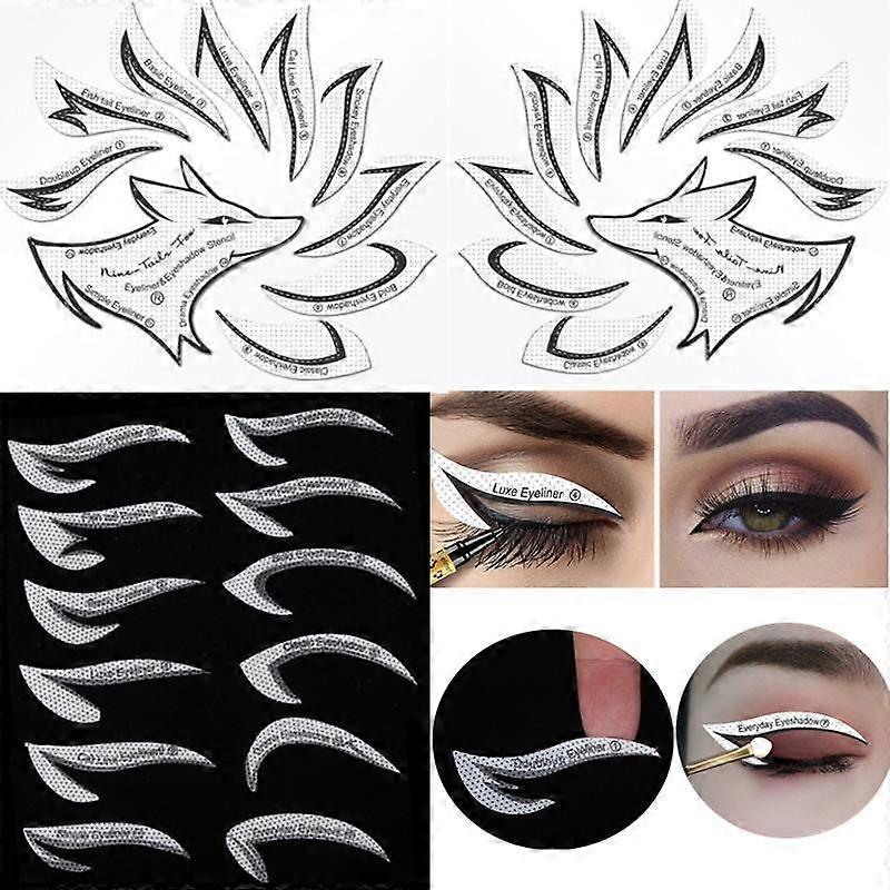 2pcs/set Eyeliner Template Professional Eye Makeup Stencils Cat Eyeliners Template Wing Style Tools Eye Liner Stamping Stencils