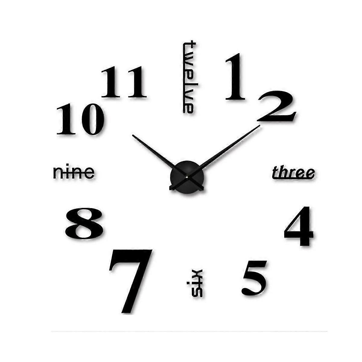 Acrylic 3d Decorative Wall Paste Diy Clock Bedroom Living Room Mirror Wall Clock Quiet Clock