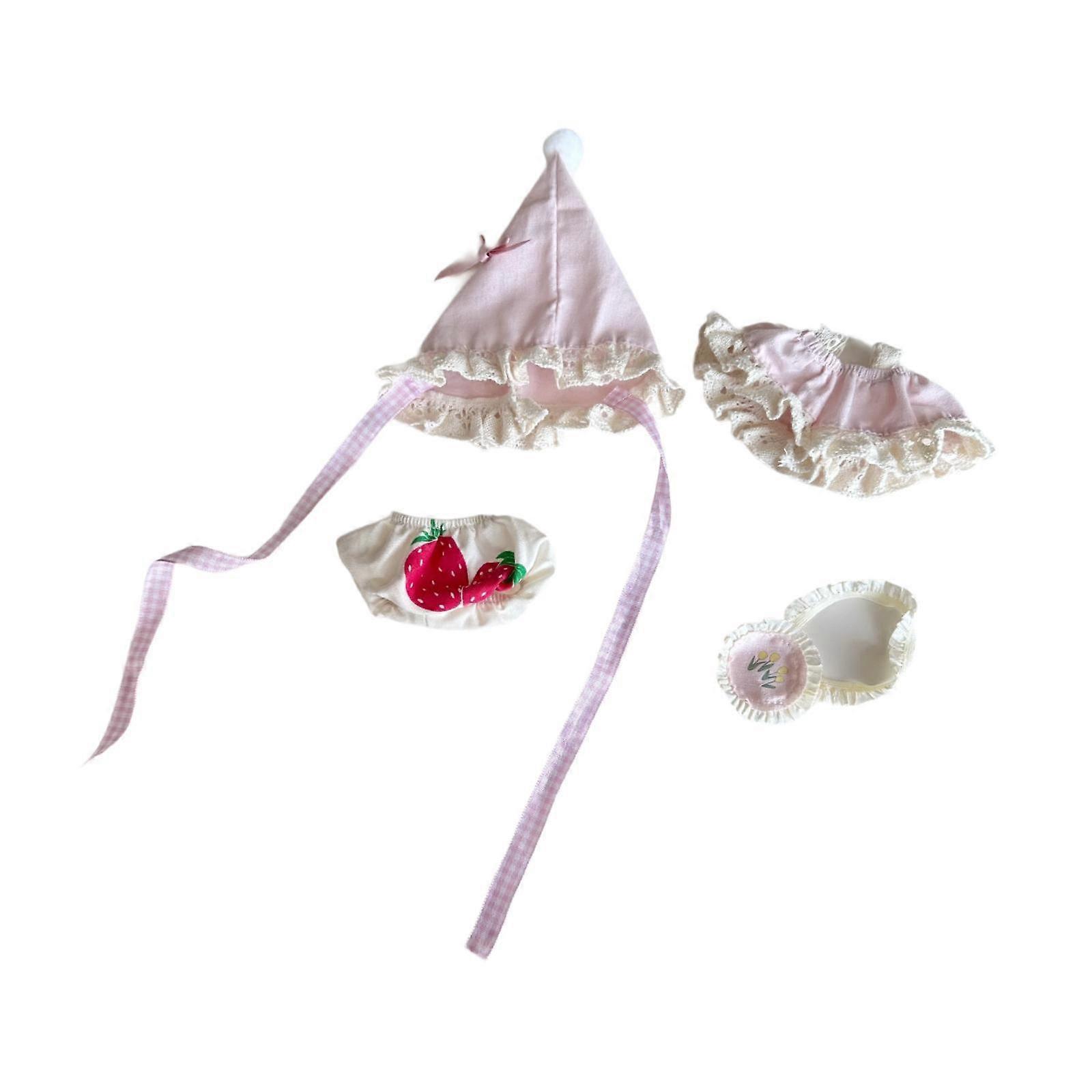 4 Stück Mode Puppen Kleid Anzug Puppenkleidung für 15 oder 17cm Puppen Kleiden Sie sich rosa an