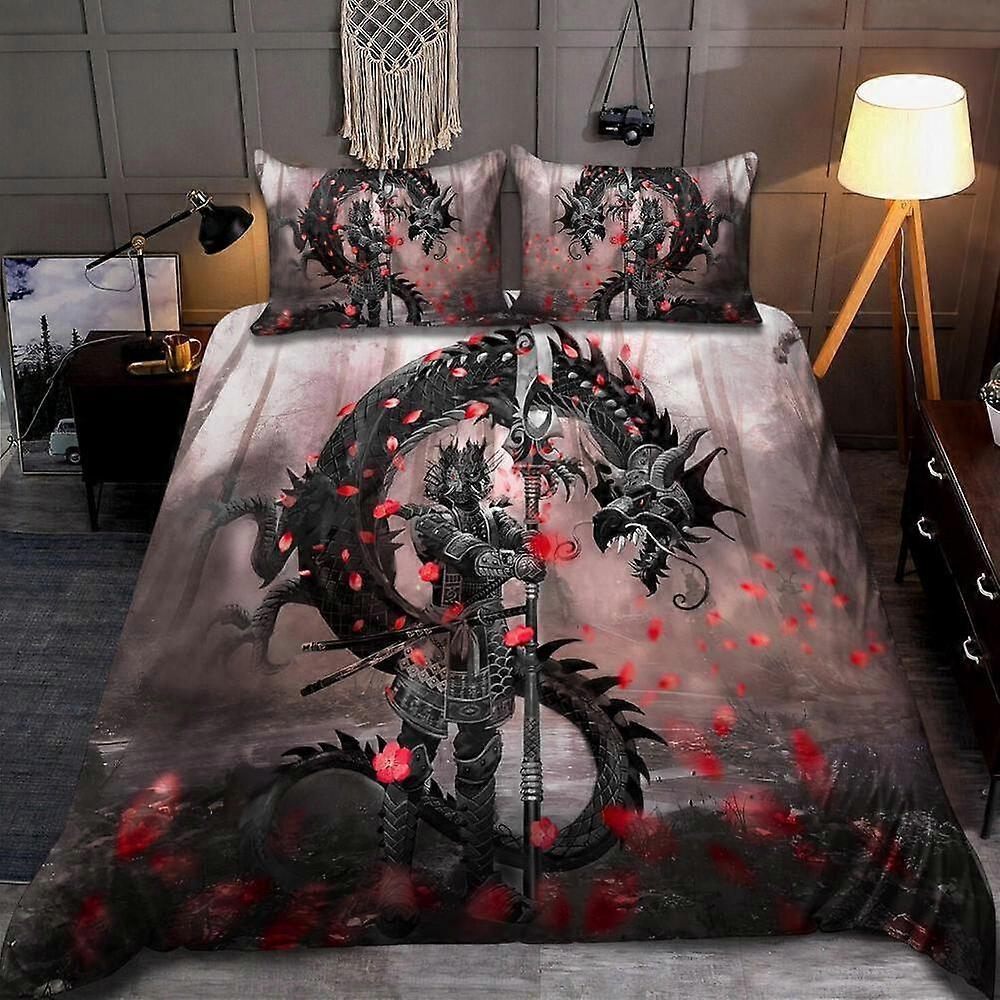 v3545 Lençóis Samurai E Dragão Capa De Edredão Set Super Home Textiles Crianças Lençóis IU3545