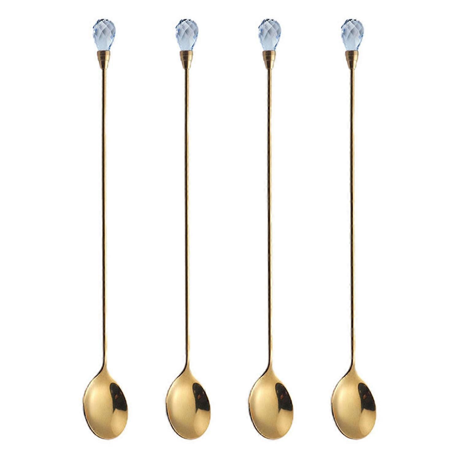 4Pcs Mixing Spoons Polished Surface Food Grade Comfortable Handle Non-sticky Rust-proof Stirring