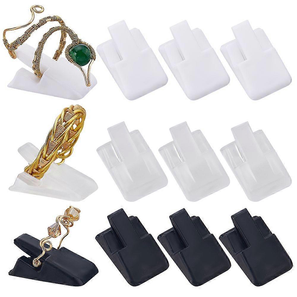 39Pcs 3 Styles Ring Display Plastic Ring Holder Black White Transparent Portable Ring Display Stand Rectangle Storage Showcase Jewelry Organizer for J