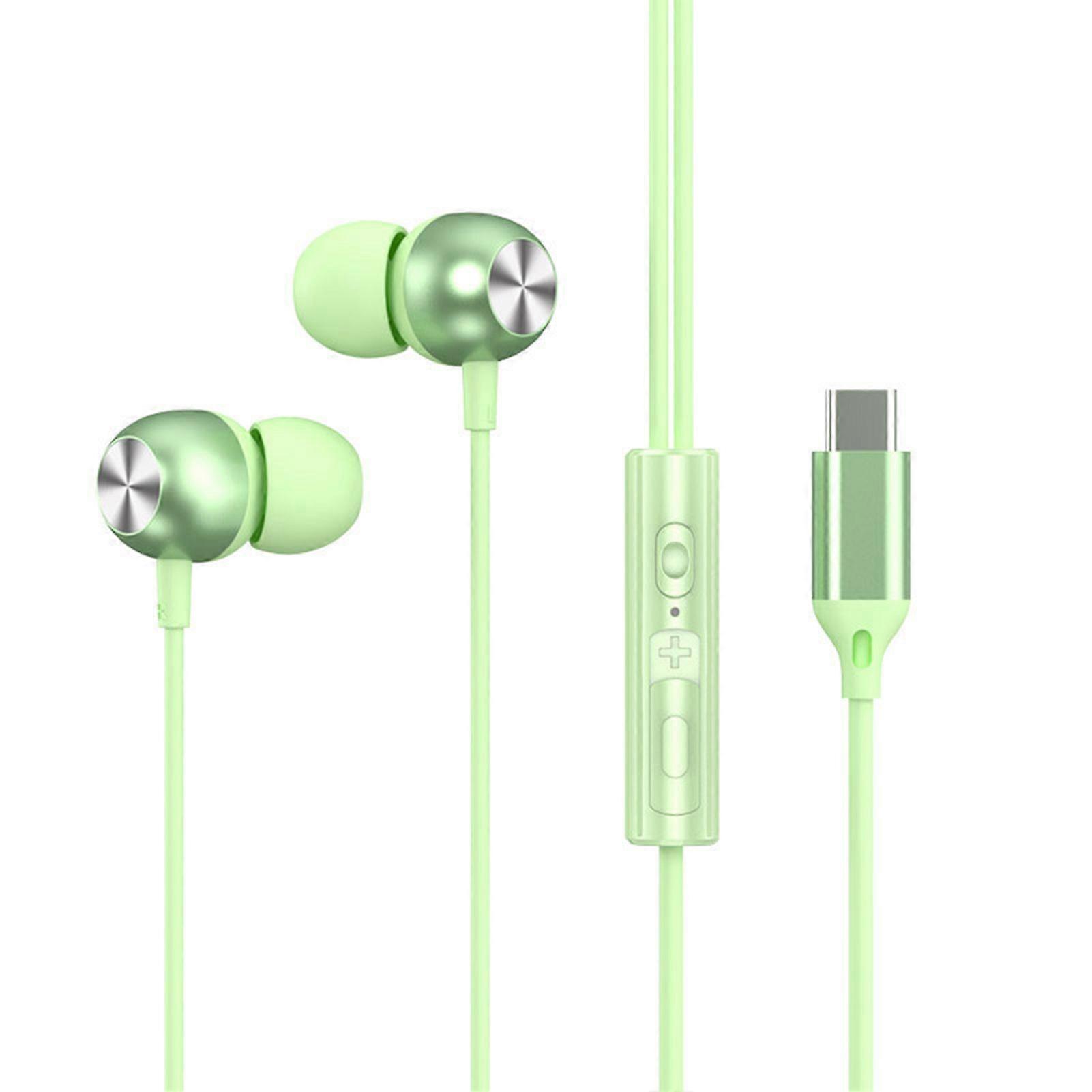 Wired Earphone In-ear Ergonomic Deep Bass Type-C Line Control Noises Canceling Universal Stereo Sound Mobile Phone Earbud Headphone Gaming Wear