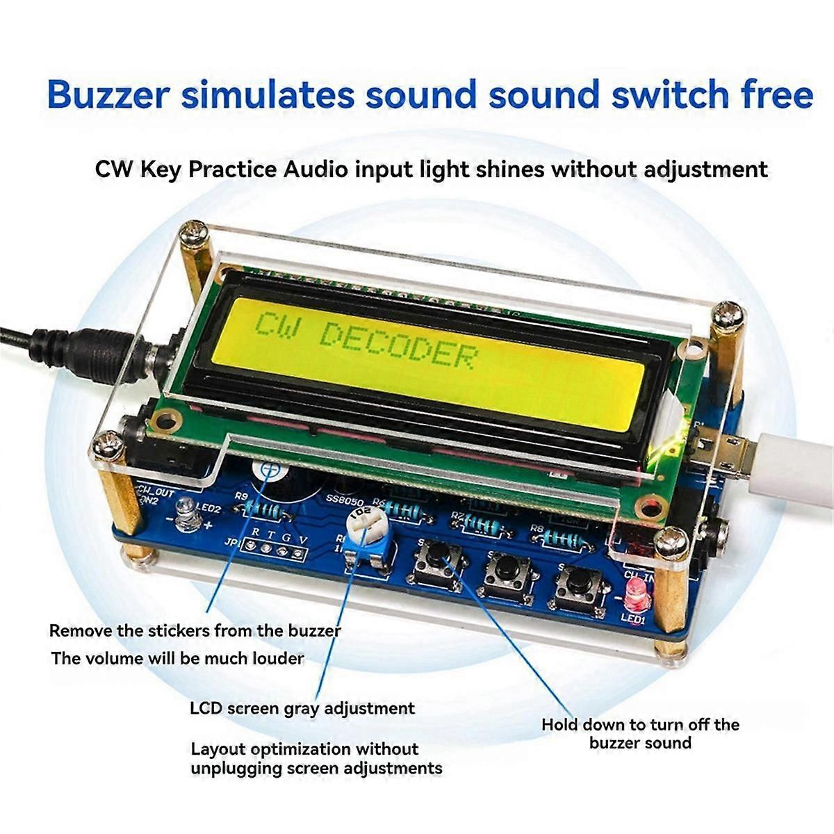 CW Morse Code Decoder Bulk Circuit Board Wireless Transmitter Receiver DIY Welding Practice Electro